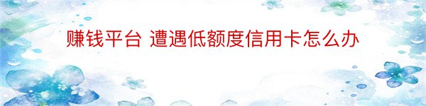 赚钱平台 遭遇低额度信用卡怎么办