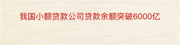 我国小额贷款公司贷款余额突破6000亿